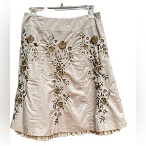 Talbots Women’s Embroidered Tulle Fit & Flare Skirt Floral Khaki/Creme